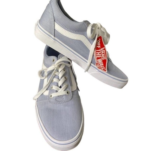 Vans Ward Womens Size 9.5 Wide Shoes Sneakers Casual Low Tops Chambray Blue - Picture 2 of 7